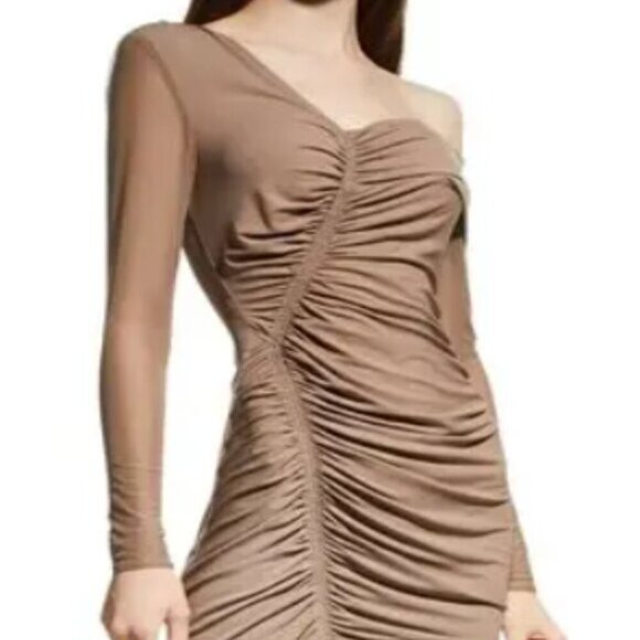 Self-Portrait One-Shoulder Ruched Midi Dress – Size 6 - Picture 16 of 16